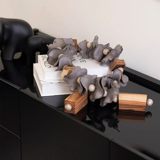 Colar de Mesa Ajman em Casca e Madeira Malva