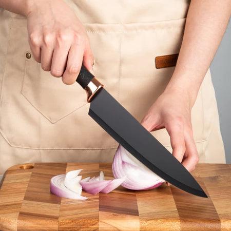 Kit 8 Facas com Base Giratória em Aço Inox