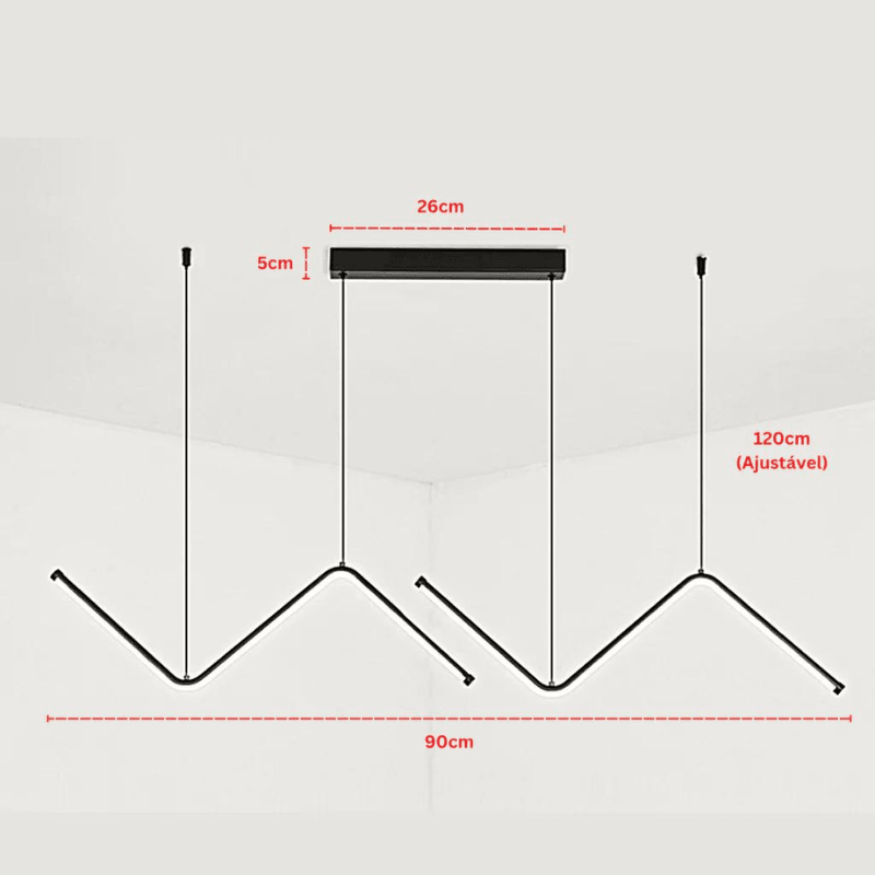 Lustre Pendente Led Linear Diamond