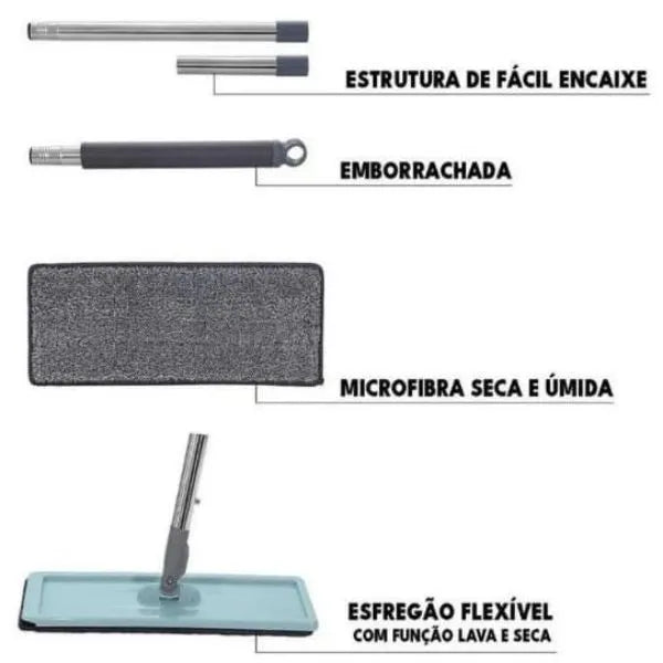 Mop de Limpeza com Esfregão e Balde