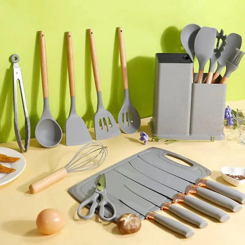 Kit de Utensílios de Silicone para Cozinha - 19 Peças
