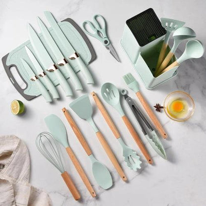 Kit Utensílios de Silicone para Cozinha - 12 e 19 Peças