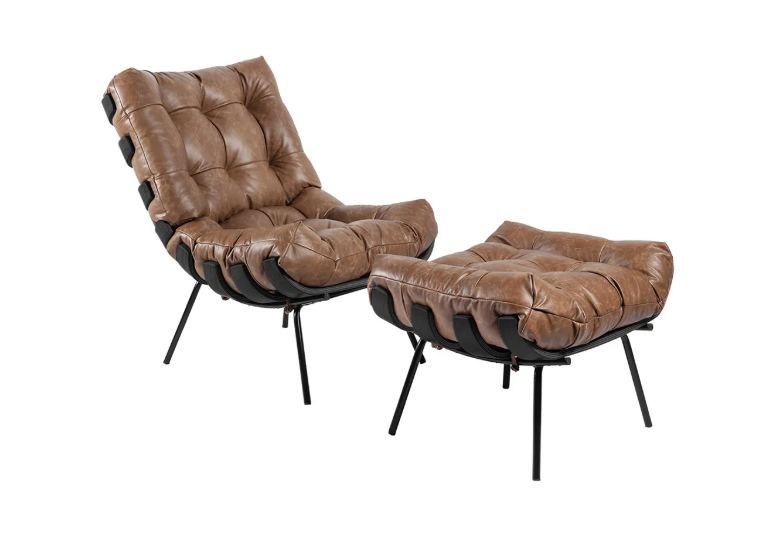 Poltrona com Puff Costela Linho | Stona