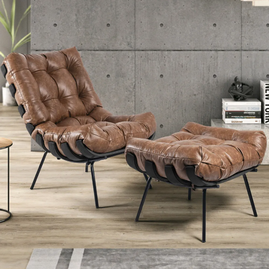 Poltrona com Puff Costela Linho | Stona