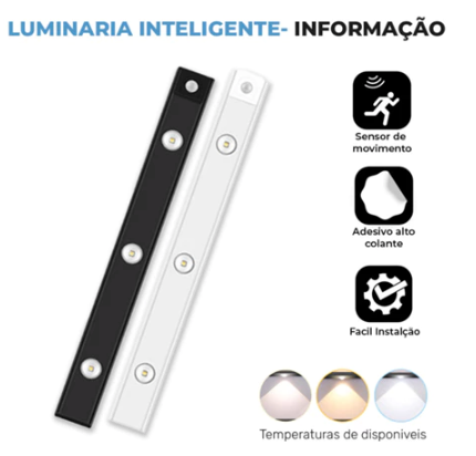 Luminária Ultra LED com sensor de movimento