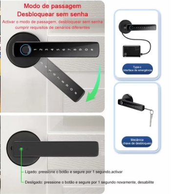 Fechadura Eletrônica Digital  Com Biometria Touch, Chave e Tag