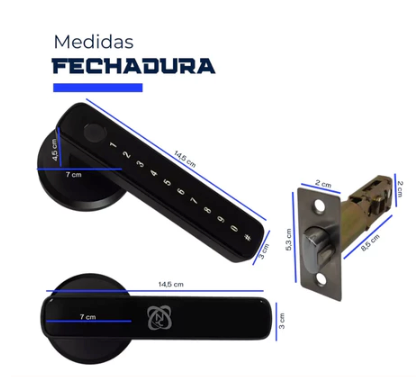 Fechadura Eletrônica Digital  Com Biometria Touch, Chave e Tag