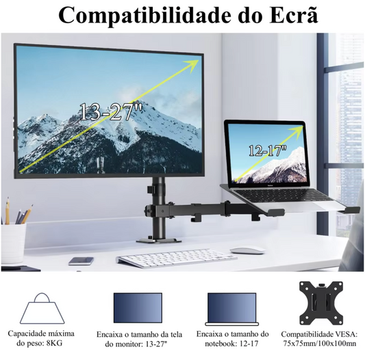 Suporte Notebook E Monitor Articulado