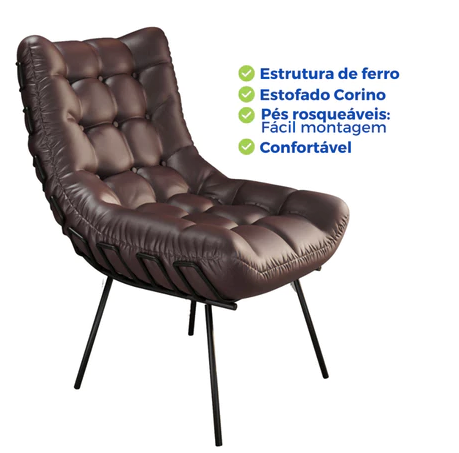 Poltrona com Puff Costela Linho | Stona