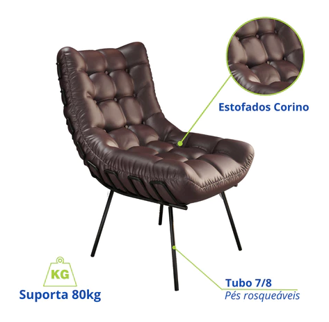 Poltrona com Puff Costela Linho | Stona