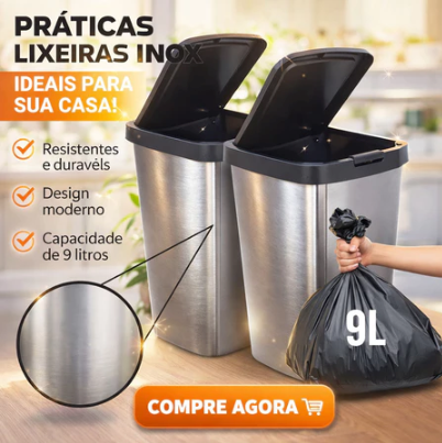 Lixeira Inox 9L Tampa Click Moderna