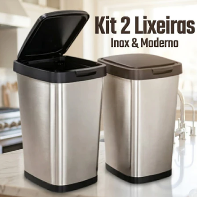 Lixeira Inox 9L Tampa Click Moderna