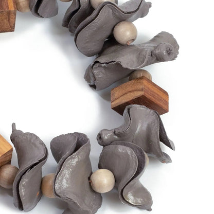 Colar de Mesa Ajman em Casca e Madeira Malva