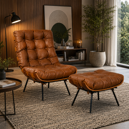 Poltrona para Sala + Puff Costela | Stonys