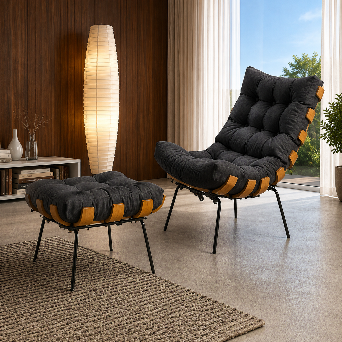 Poltrona para Sala + Puff Costela | Stonys