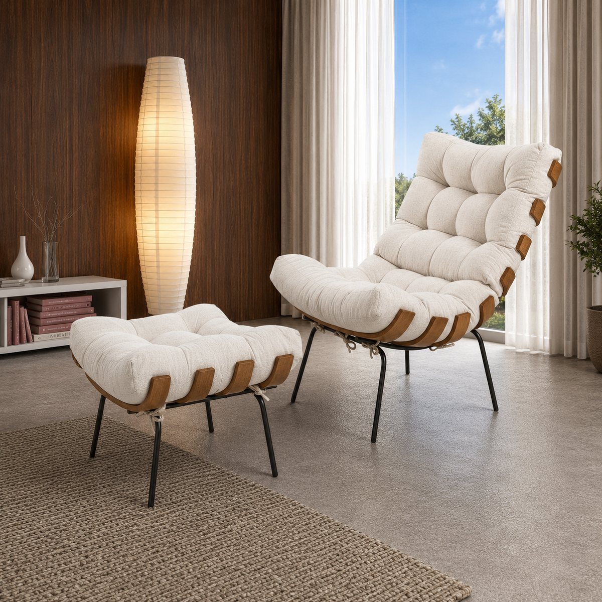 Poltrona para Sala + Puff Costela | Stonys