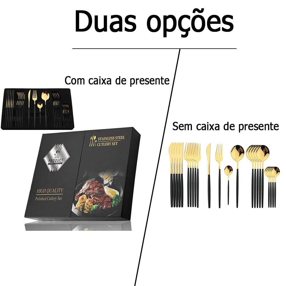 Jogo de Talheres 24 peças Aço Inoxidável | Premium