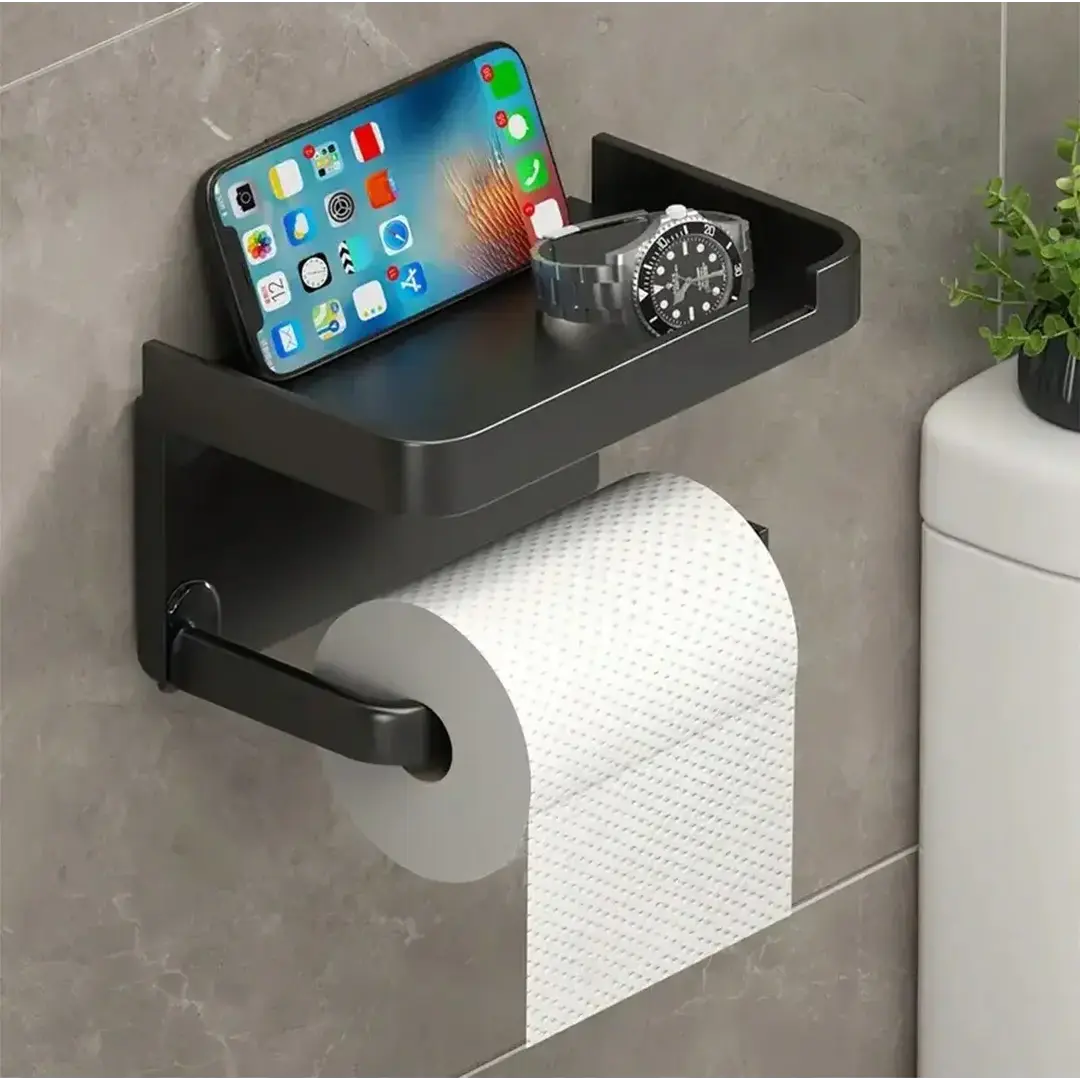 Suporte Porta Papel Higiênico Preto | Premium