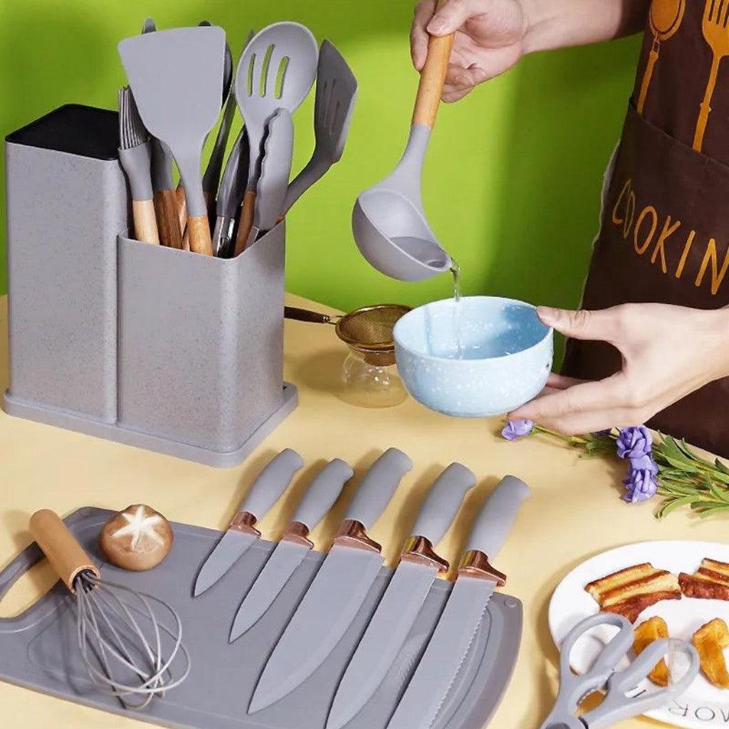 Kit de Utensílios de Silicone para Cozinha - 19 Peças