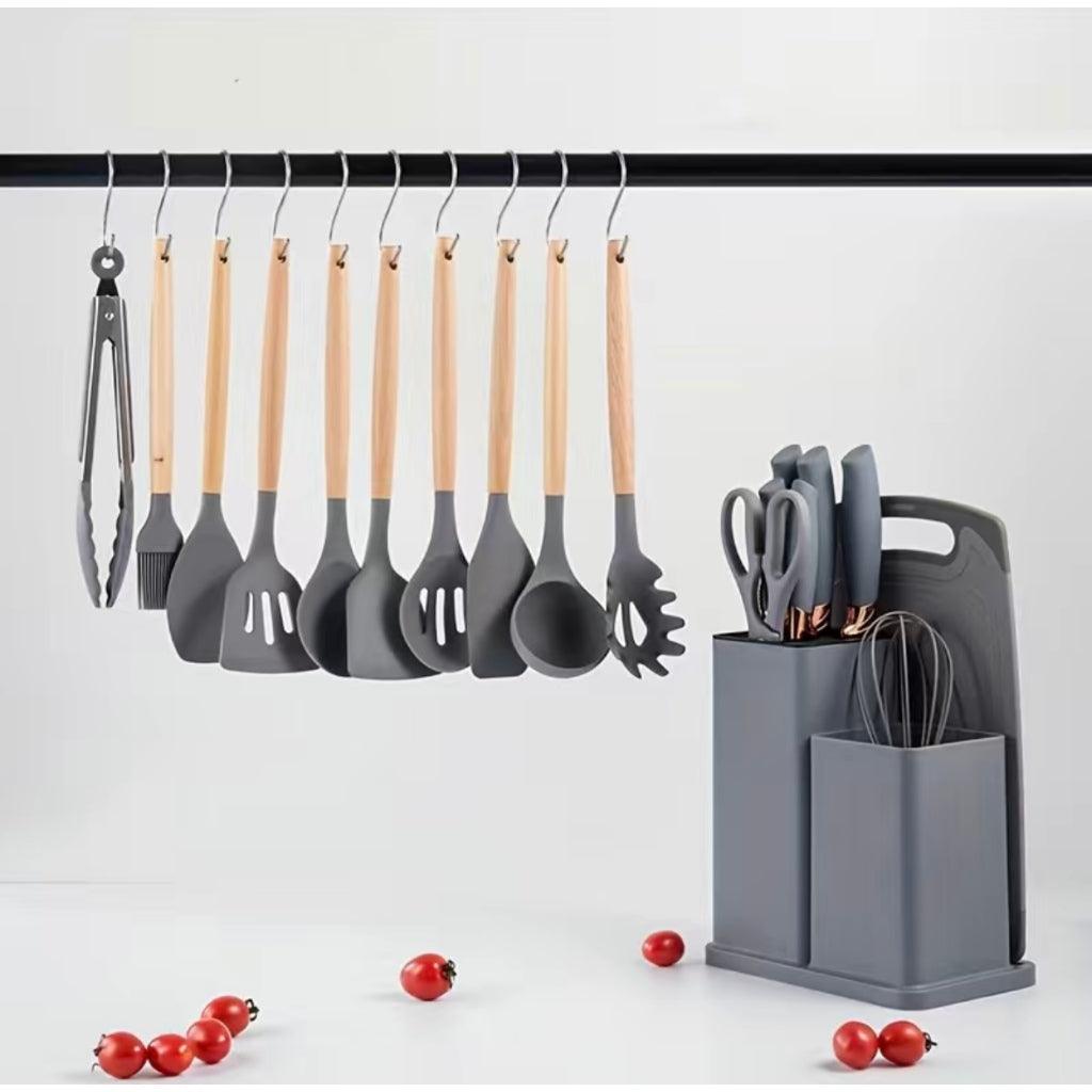 Kit de Utensílios de Silicone para Cozinha - 19 Peças