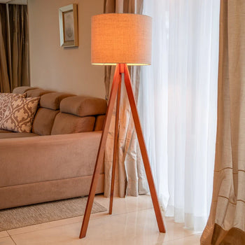 Abajur Rústico Tripé De Chão Lux'or