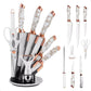 Kit 8 Facas com Base Giratória em Aço Inox